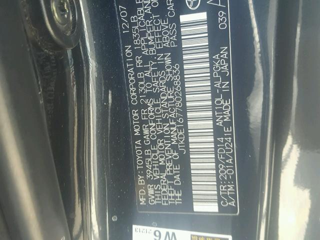 JTKDE167780268836 - 2008 TOYOTA SCION TC 黑色 照片 10