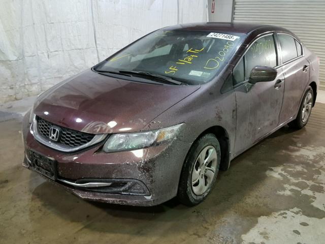 19XFB2F54FE219000 - 2015 HONDA CIVIC LX MAROON photo 2