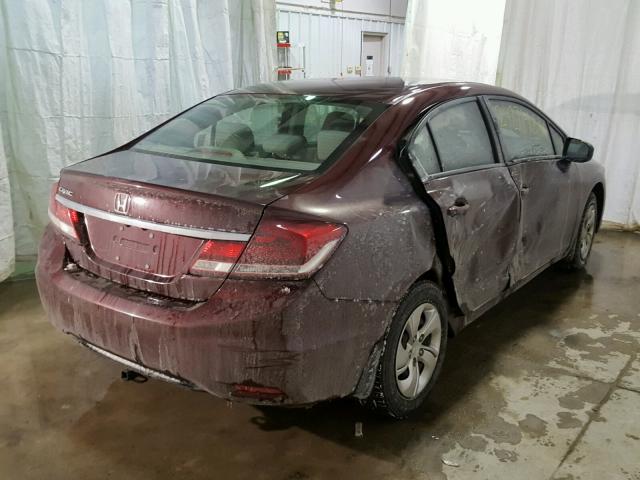 19XFB2F54FE219000 - 2015 HONDA CIVIC LX MAROON photo 4