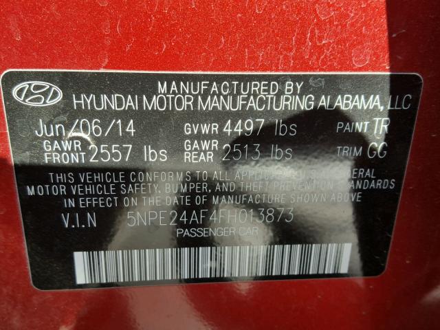 5NPE24AF4FH013873 - 2015 HYUNDAI SONATA SE RED photo 10