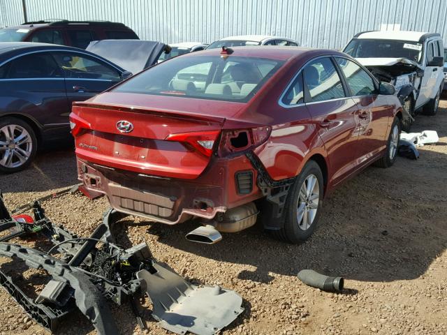 5NPE24AF4FH013873 - 2015 HYUNDAI SONATA SE RED photo 4