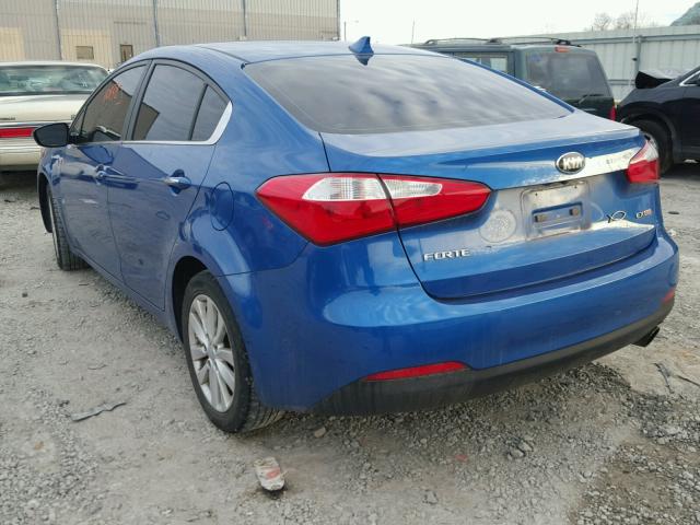 KNAFX4A82E5054490 - 2014 KIA FORTE EX BLUE photo 3