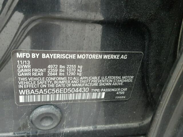 WBA5A5C56ED504430 - 2014 BMW 528 I BLACK photo 10