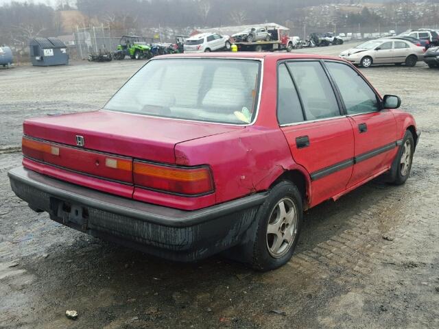 1HGED3542ML020988 - 1991 HONDA CIVIC DX RED photo 4