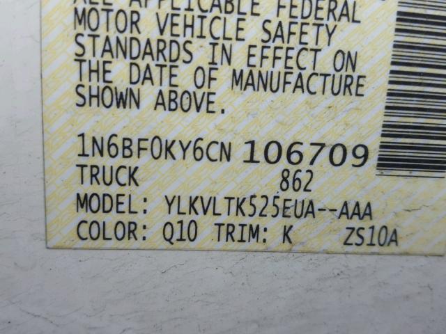 1N6BF0KY6CN106709 - 2012 NISSAN NV 1500 WHITE photo 10