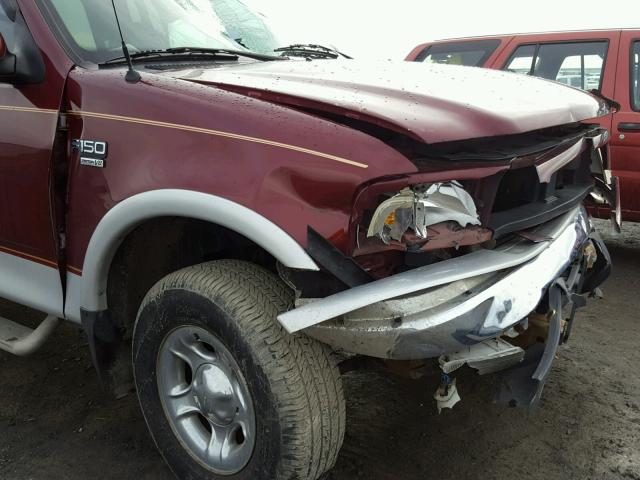 1FTRX08L9XKA81709 - 1999 FORD F150 BURGUNDY photo 9