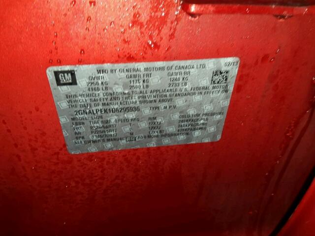 2GNALPEK1D6295936 - 2013 CHEVROLET EQUINOX LT RED photo 10