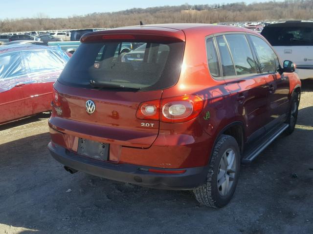 WVGAV7AX4BW000637 - 2011 VOLKSWAGEN TIGUAN S RED photo 4