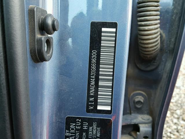 KNADM4A31G6696300 - 2016 KIA RIO LX Կապույտ լուսանկար 10