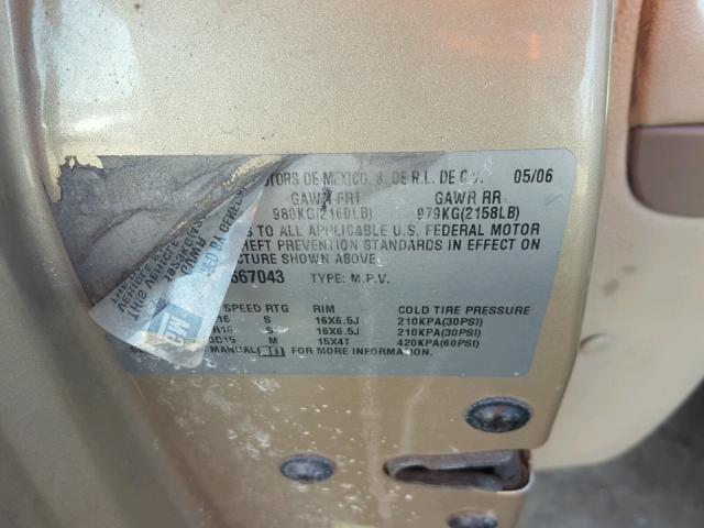 3GNDA13D36S667043 - 2006 CHEVROLET HHR LS TAN photo 10
