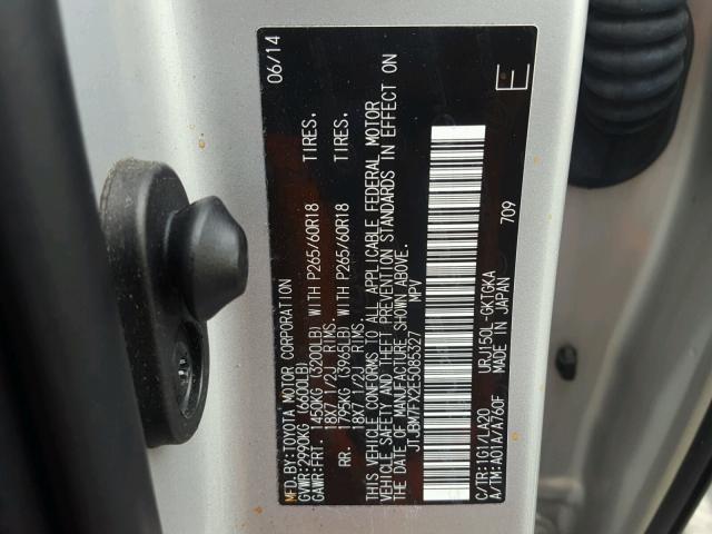 JTJBM7FX2E5085327 - 2014 LEXUS GX BASE SILVER photo 10