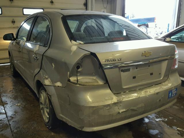 KL1TG56E19B389703 - 2009 CHEVROLET AVEO LT SILVER photo 3