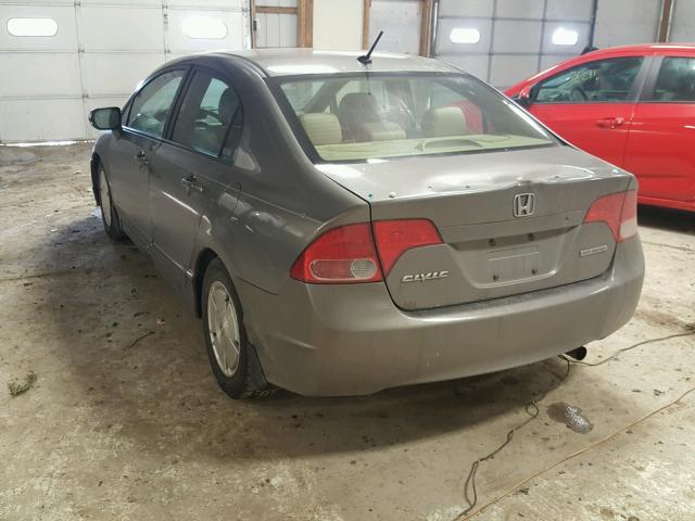 JHMFA36227S029501 - 2007 HONDA CIVIC HYBR GRAY photo 3