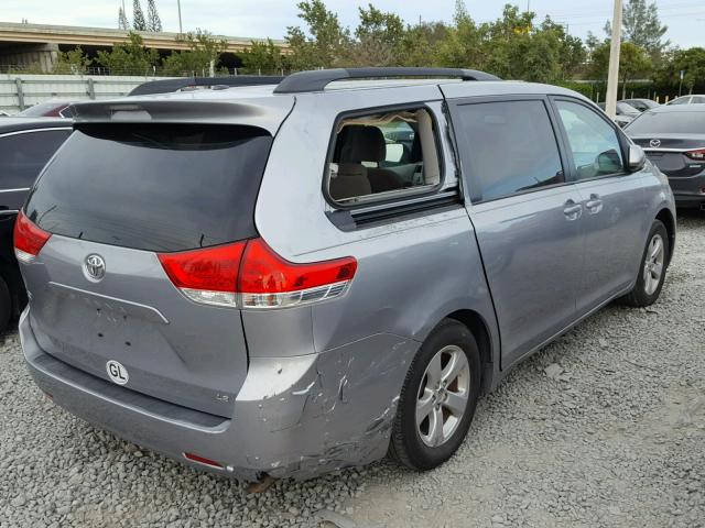 5TDKK3DC2DS377764 - 2013 TOYOTA SIENNA LE SILVER photo 4