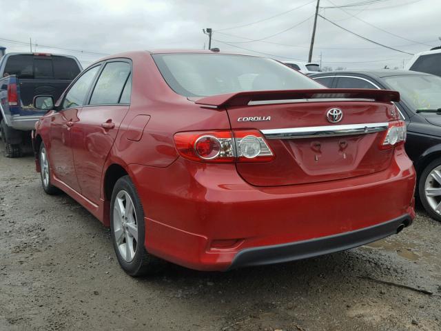 2T1BU4EE0BC659973 - 2011 TOYOTA COROLLA BA RED photo 3