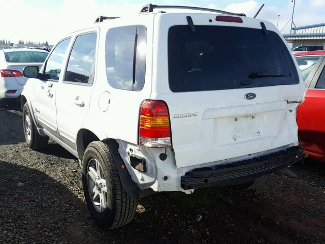 1FMCU96H85KE01127 - 2005 FORD ESCAPE HEV WHITE photo 3