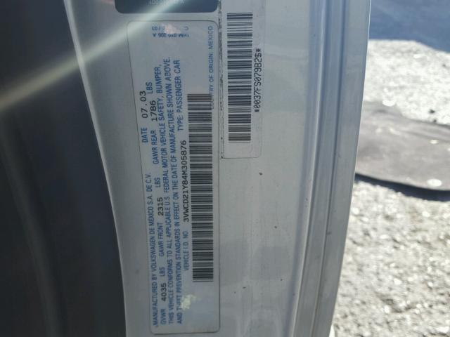 3VWCD21Y84M305876 - 2004 VOLKSWAGEN NEW BEETLE ვერცხლისფერი ფოტო 10