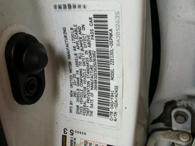 1NXBR32E56Z606982 - 2006 TOYOTA COROLLA CE WHITE photo 10