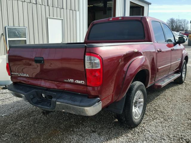 5TBDT44106S553619 - 2006 TOYOTA TUNDRA DOU BURGUNDY photo 4