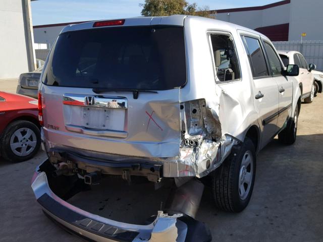 5FNYF3H26CB005735 - 2012 HONDA PILOT LX SILVER photo 4