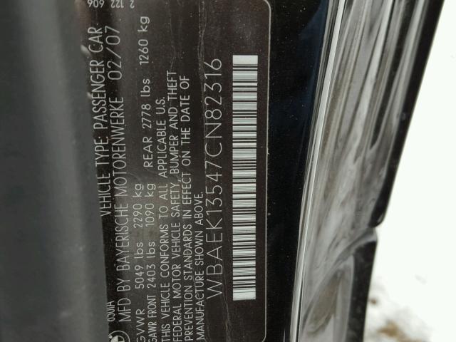 WBAEK13547CN82316 - 2007 BMW 650 I BLACK photo 10