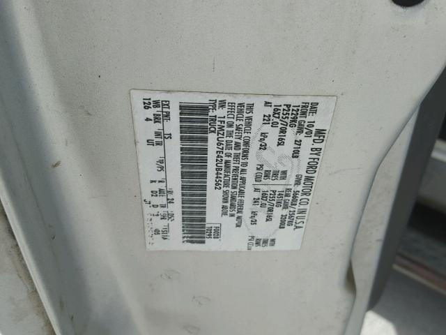 1FMZU67E42UB44562 - 2002 FORD EXPLORER S SILVER photo 10