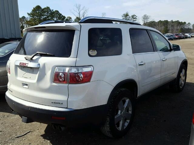 1GKEV33777J100820 - 2007 GMC ACADIA SLT WHITE photo 4