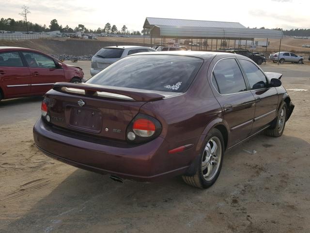 JN1CA31D71T820169 - 2001 NISSAN MAXIMA GXE BURGUNDY photo 4