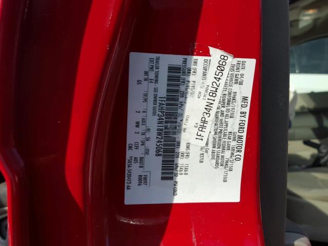 1FAHP34N18W245068 - 2008 FORD FOCUS S/SE RED photo 10