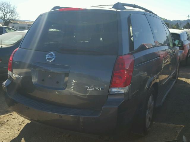 5N1BV28U84N323763 - 2004 NISSAN QUEST S CHARCOAL photo 4