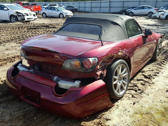 JHMAP21404S000960 - 2004 HONDA S2000 RED photo 4