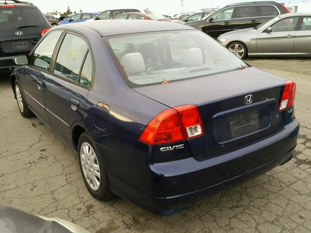 JHMES16554S001078 - 2004 HONDA CIVIC LX BLUE photo 3