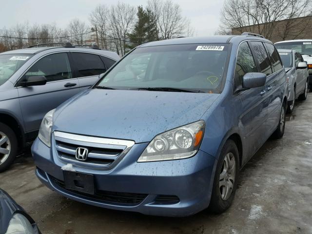 5FNRL38465B115248 - 2005 HONDA ODYSSEY EX BLUE photo 2