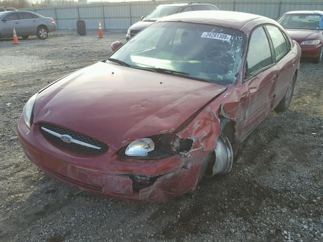 1FAFP56S8YA182036 - 2000 FORD TAURUS SEL RED photo 2