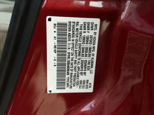 5FNRL18564B096406 - 2004 HONDA ODYSSEY LX MAROON photo 10