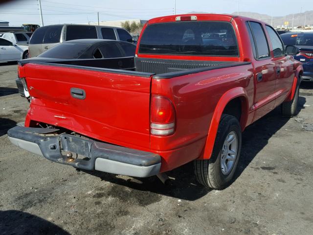 1D7HL48N04S750354 - 2004 DODGE DAKOTA QUA RED photo 4