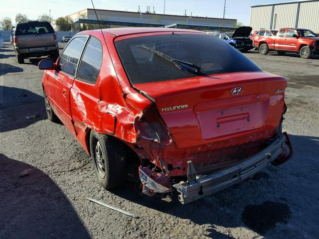 KMHCG35C53U261128 - 2003 HYUNDAI ACCENT GL RED photo 3