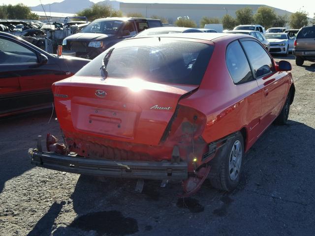 KMHCG35C53U261128 - 2003 HYUNDAI ACCENT GL RED photo 4