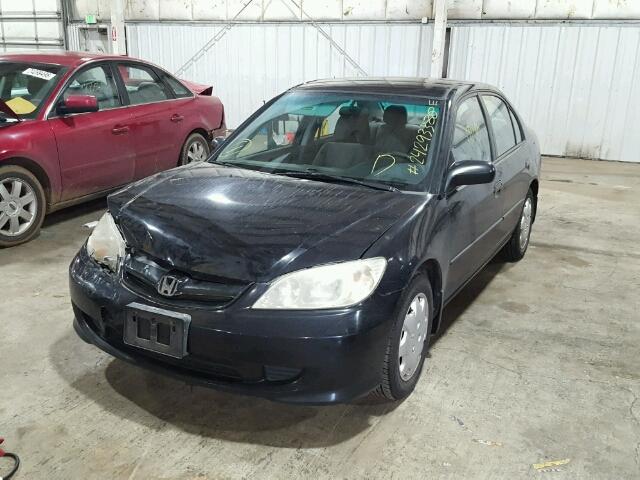 2HGES16595H523515 - 2005 HONDA CIVIC LX BLACK photo 2