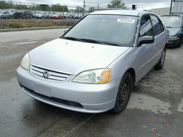 1HGES16512L048697 - 2002 HONDA CIVIC LX SILVER photo 2