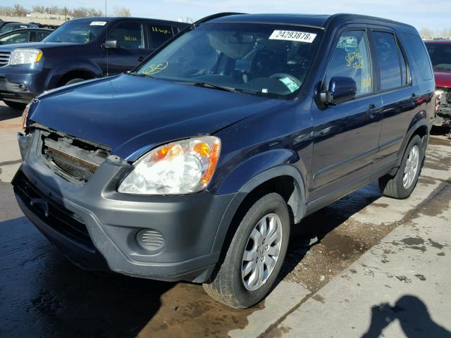 JHLRD78875C030717 - 2005 HONDA CR-V EX BLUE photo 2