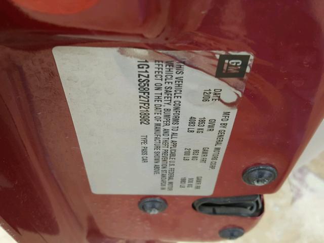 1G1ZS58F27F218982 - 2007 CHEVROLET MALIBU LS RED photo 10