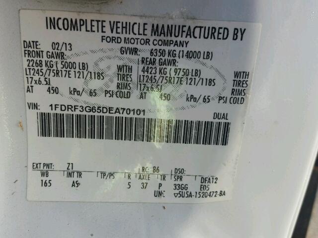 1FDRF3G65DEA70101 - 2013 FORD F350 SUPER WHITE photo 10