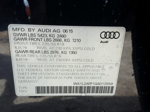 WA1L2AFP1GA012559 - 2016 AUDI Q5 PREMIUM BLUE photo 10