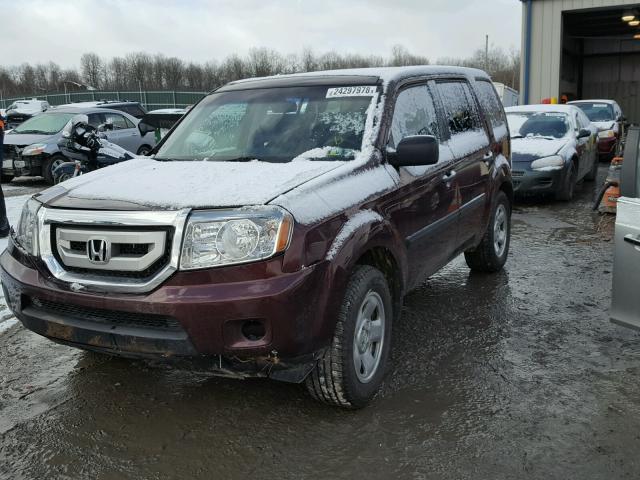 5FNYF4H22BB040521 - 2011 HONDA PILOT LX MAROON photo 2