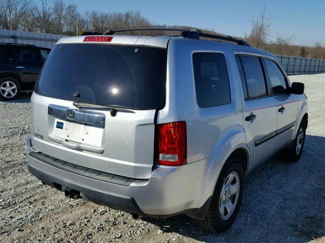 5FNYF3H20BB030127 - 2011 HONDA PILOT LX SILVER photo 4