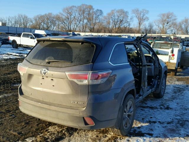 5TDJKRFH5FS134072 - 2015 TOYOTA HIGHLANDER GRAY photo 4