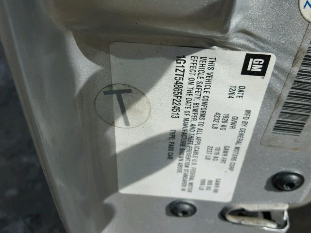 1G1ZT54865F224513 - 2005 CHEVROLET MALIBU LS 银色 照片 10