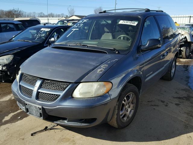 1B4GP45331B276843 - 2001 DODGE CARAVAN SP BLUE photo 2