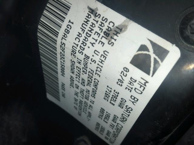 1G8AL52F23Z158084 - 2003 SATURN ION LEVEL BLACK photo 10